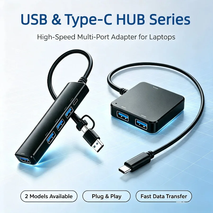5-in-1 USB HUB Adapter Plug and Play USB-A and USB-C High Speed Multi-Port Extender USB 3.0 Type-C OTG Splitter for PC Laptops
