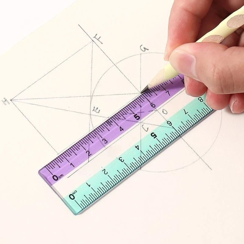 

2 шт., 20 см, удобная двусторонняя линейка для левой руки, двусторонняя для школы, офиса и искусства, без краев - для слева