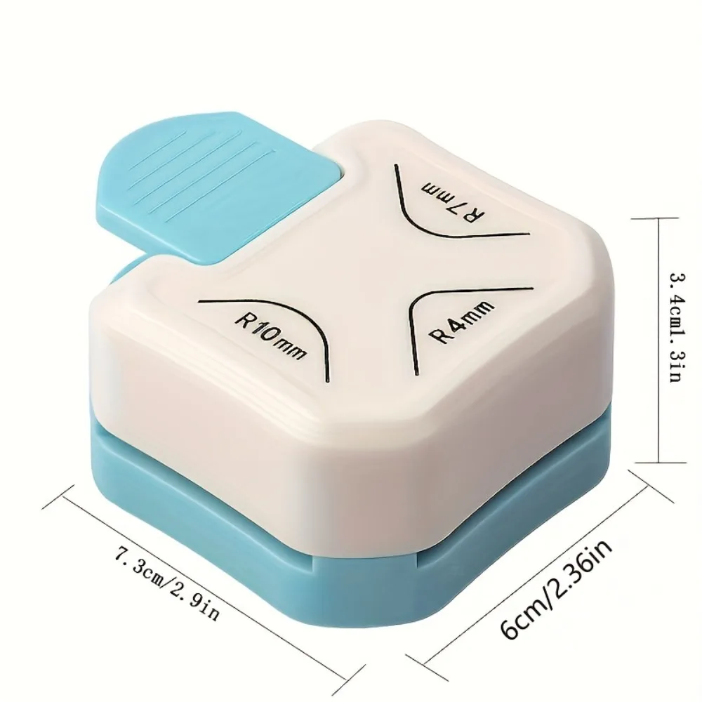 3-in-1-Mini-Eckenrunder, Randstanzer, DIY 3-Wege-Stanzbrett, R4/R7/R10 mm, tragbarer Eckentrimmer, Embosser, Scrapbooking