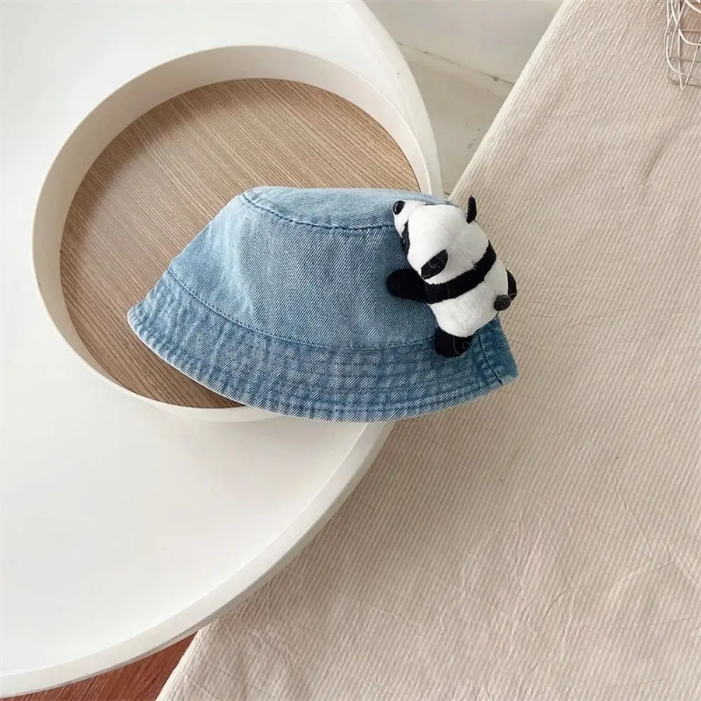 عادية الباندا الأطفال الشمس قبعة بواقٍ للشمس الكورية نمط واسعة حافة الطفل صياد قبعة بلون كاوبوي حوض قبعة السفر #2