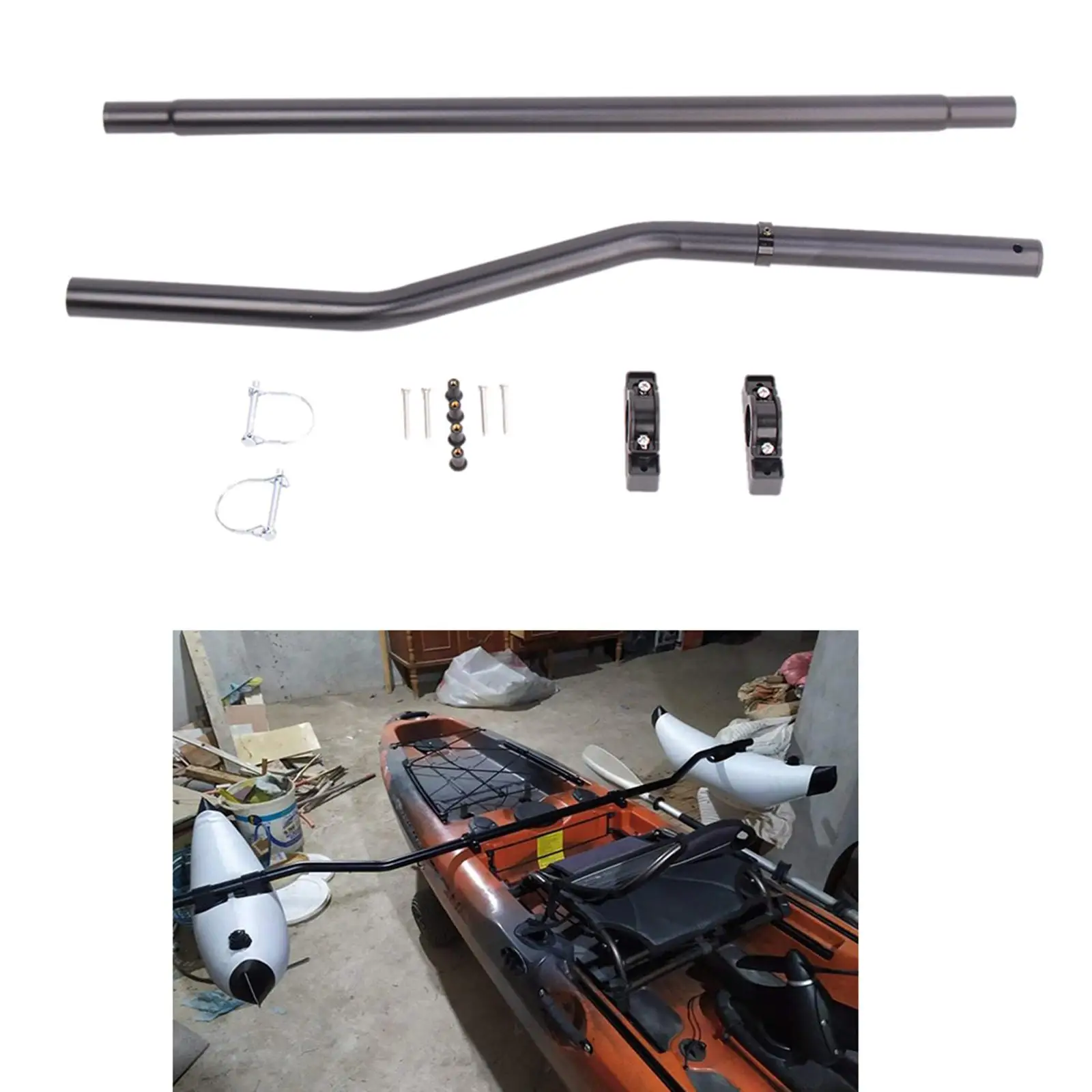 Kayak Float Stabilization System, D-Ring and Rods Kit, for Kayaks, Canoes, Fishing Boat, Ocean-Going Boats, Install Tools Set