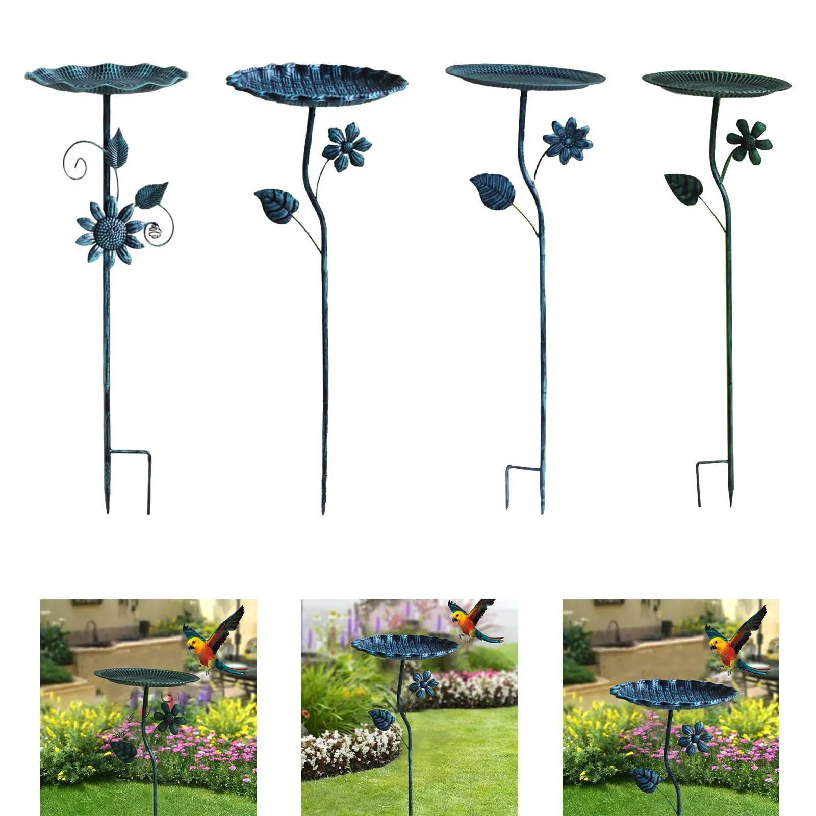 Bird Bath for Outside Birdfeeder Sturdy Iron Versatile Easy to Install Drinking Birdbath for Park Patio Balcony Deck Fence