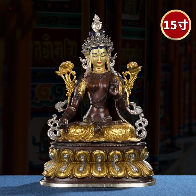 

46cm large Buddhism Gilding Buddha statue Asia HOME temple altar bless safe healthy White Tara Guan yin bronze