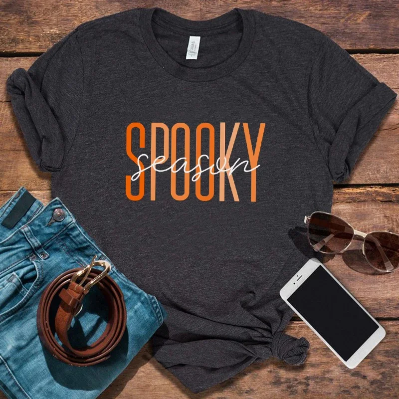 Spooky Season Tshirt Fall Halloween Shirt Ghost Boo Woman Tshirts Aesthetic Halloween Vintage Streetwear Tops Vintage New