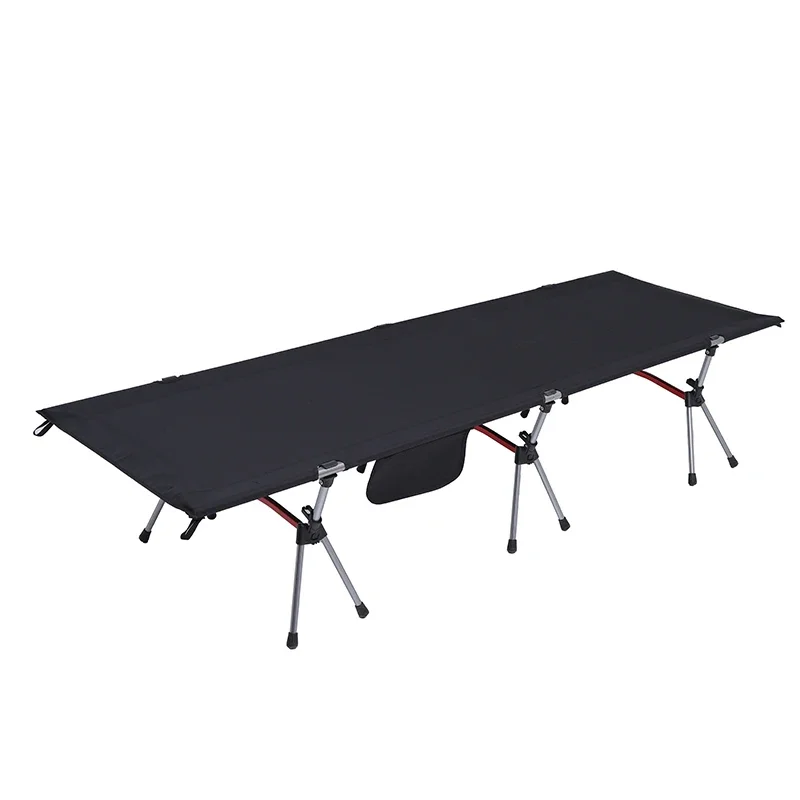 

New Arrival Portable Camping Ultralight Folding Cot Single People High-low Bed with Pocket