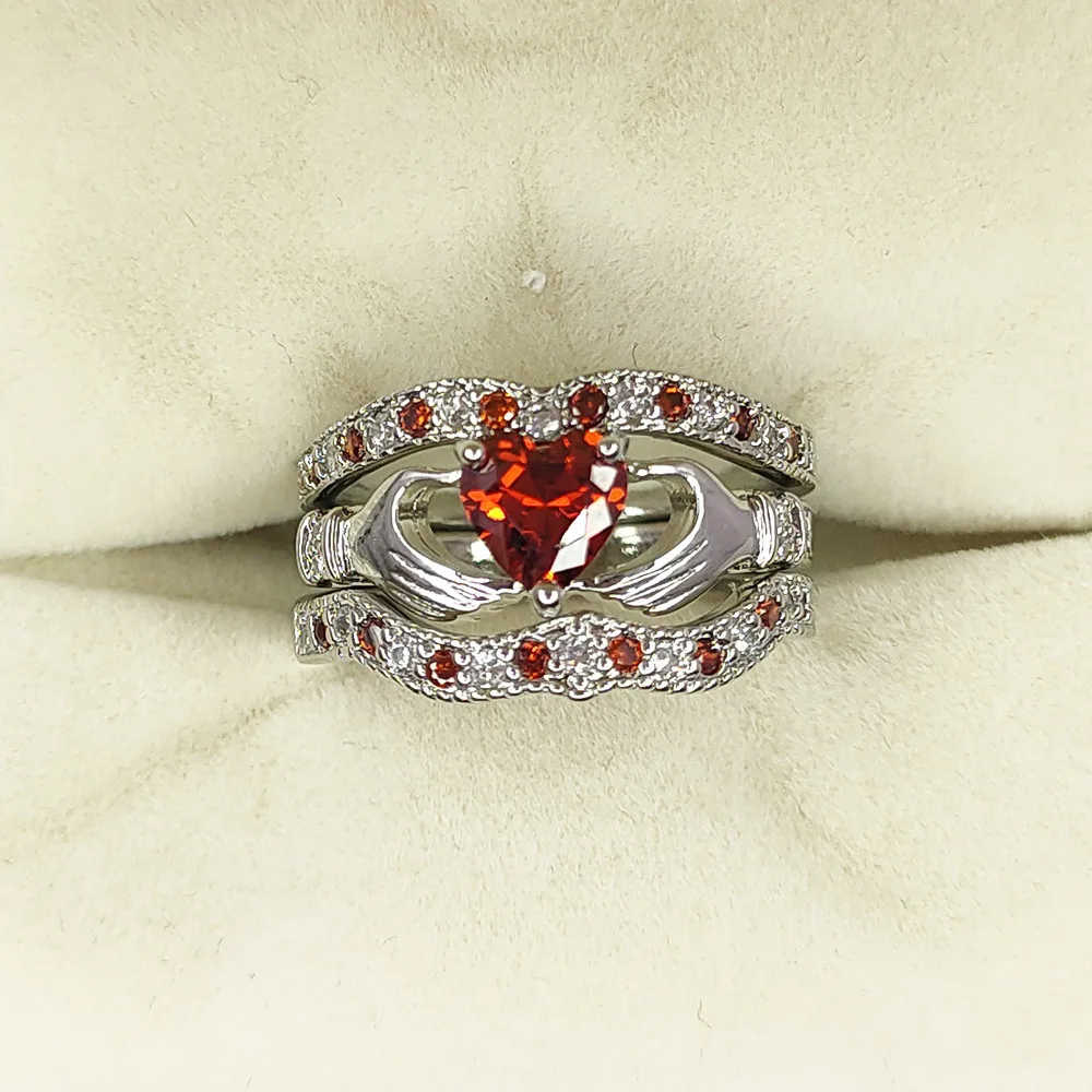 

New 925 Sterling Silver Rings for Women Cross Blue Heart Zircon Crystal Claddagh Rings for Women Jewelry Aneis Feminino Ring