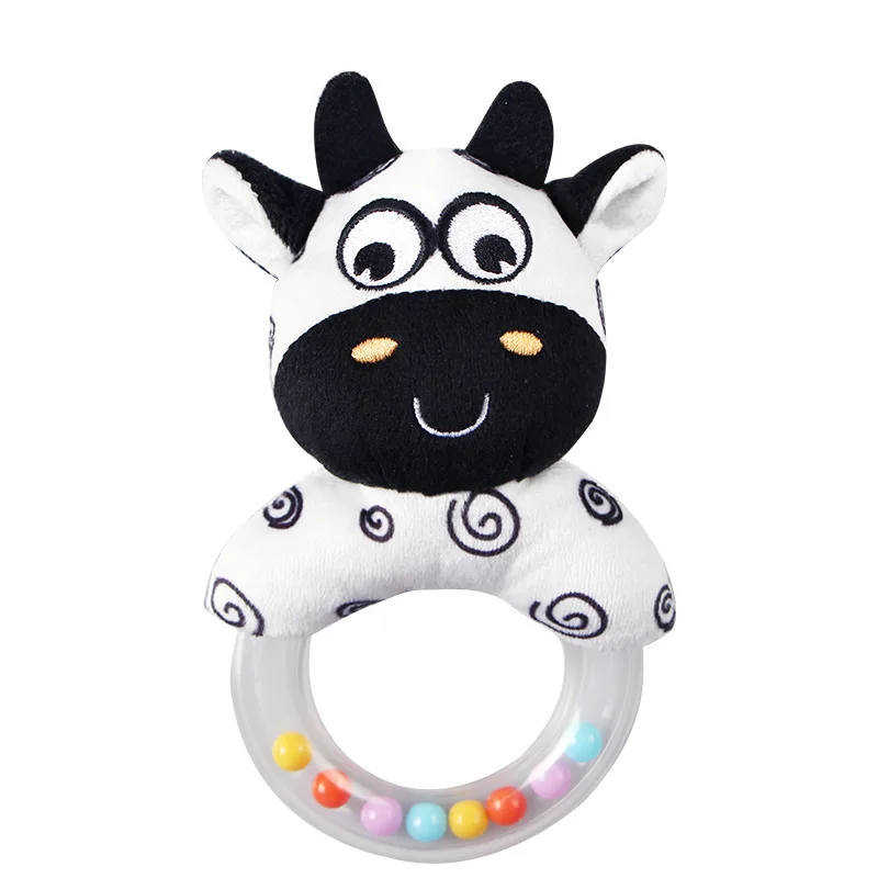 New Baby Hand Ringed Baby Rubber Ring Round Hand cranked Cartoon Animal Ringing Toy