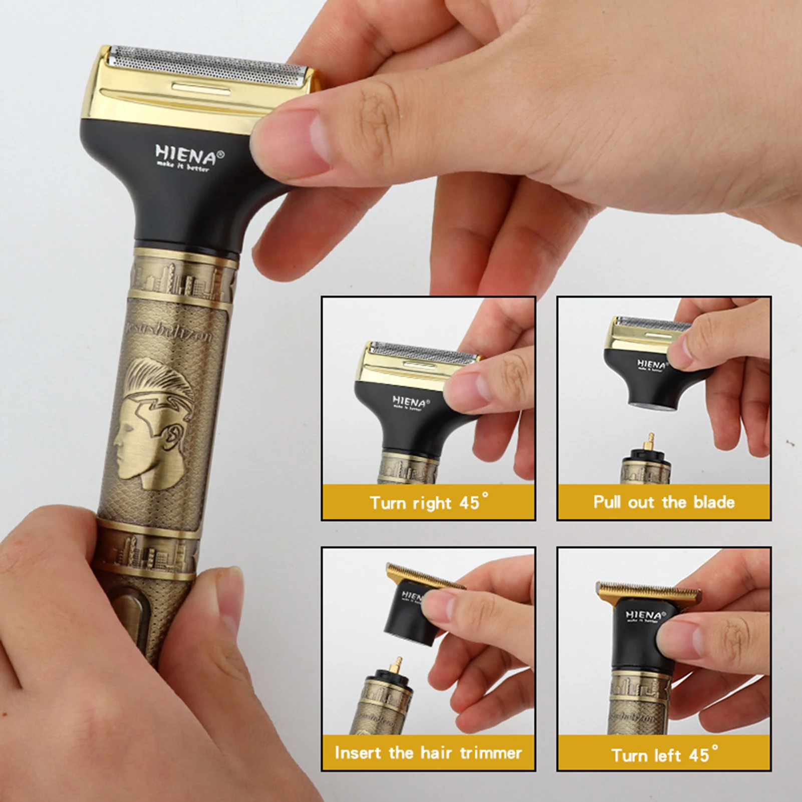 HIENA Hair Trimmer Set Universal Beard Hair Shaver Multifunction Grooming Hairdressing Cutting Machine Men's Shaving Razor