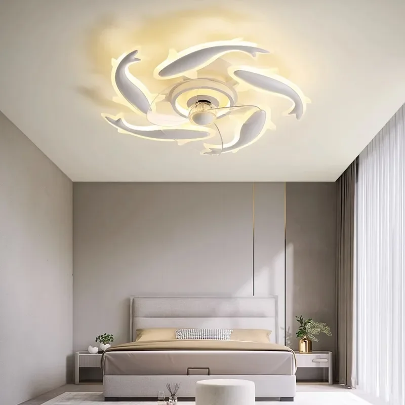 Imagem -05 - Modern Gold Led Teto Fan Light Decoração do Quarto Sala de Jantar Ventiladores de Teto com Luzes Lâmpadas de Controle Remoto