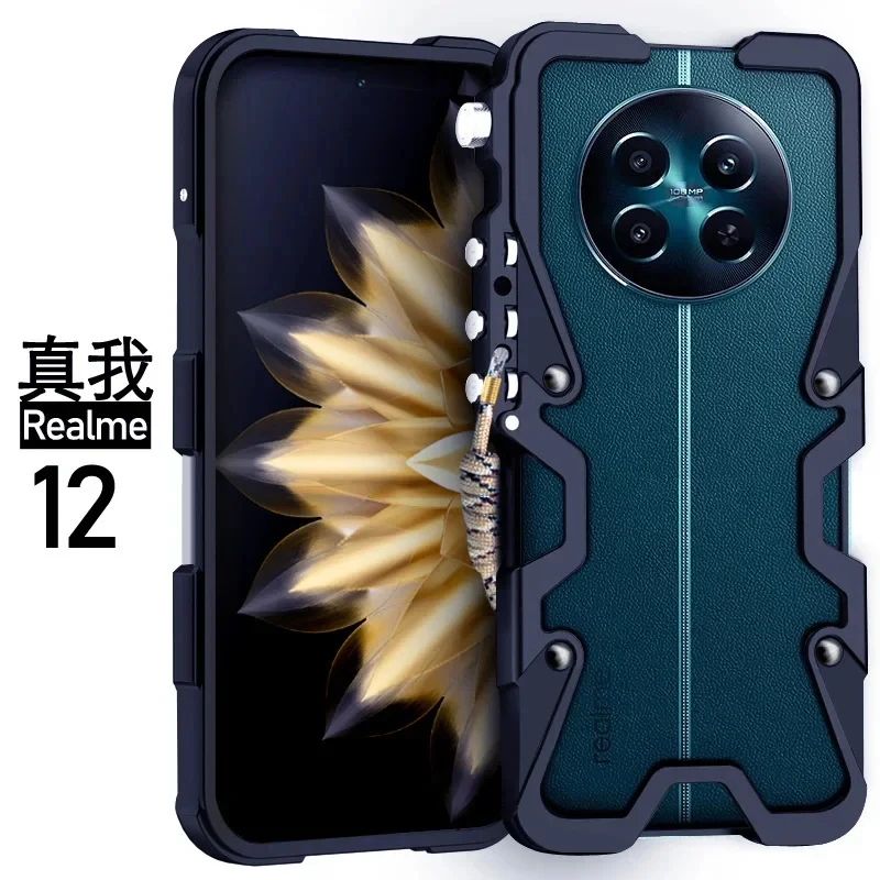 

Armor Metal Aluminum Phone Case Bumper For Realme 13 13 Pro Plus 5G Cover Mechanical Purely Handmade Skull Case