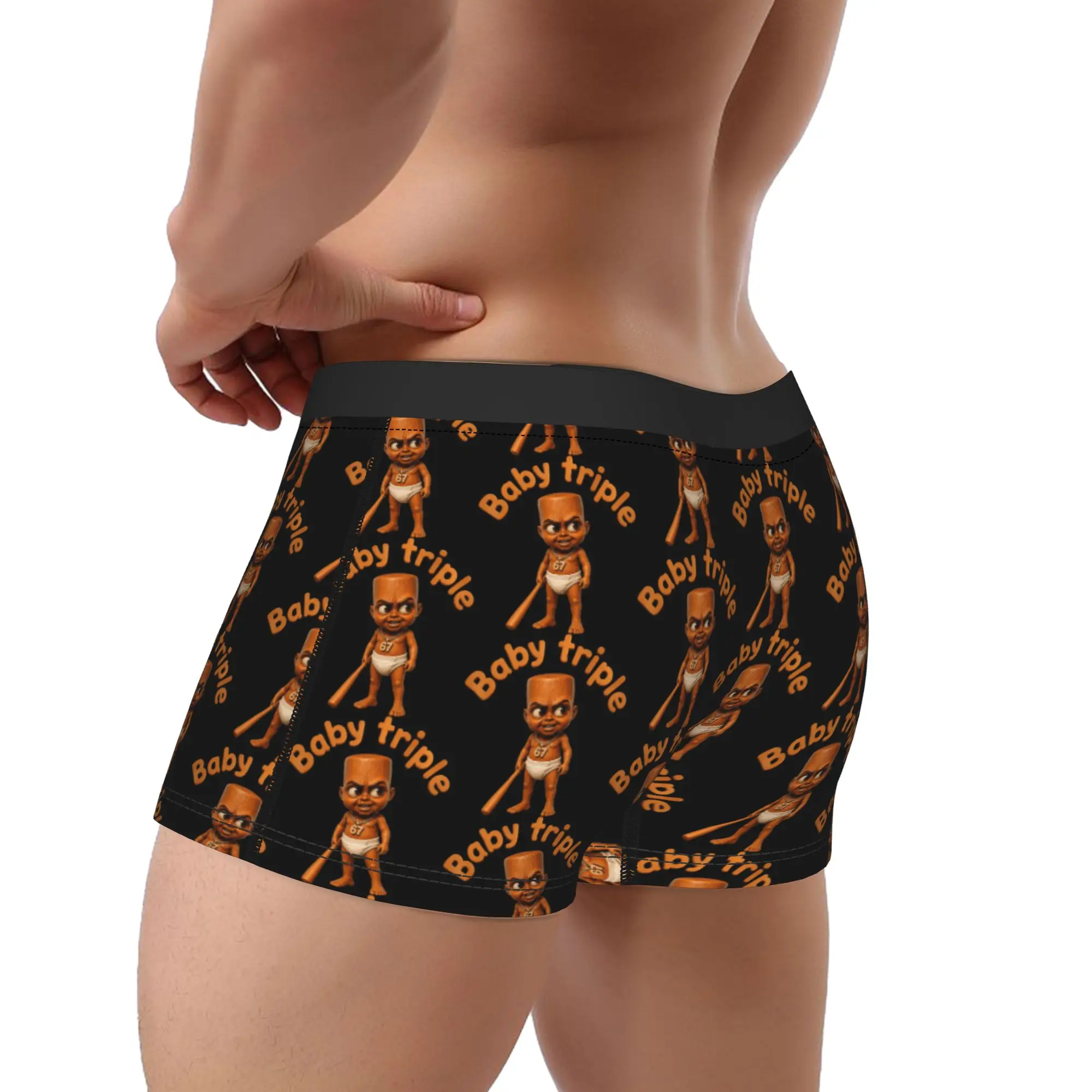 Baby Tung Tung Tung Sahur Triple 67 Underwear  Novelty Underpants Customs Boxer Brief For Men Pouch Plus Size Boxershorts