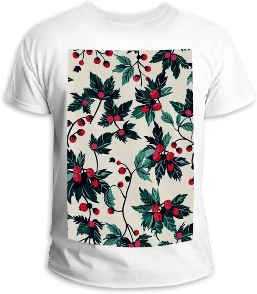 Christmas Berry Pattern Vintage Lovely  Unisex T-shirts for Men Women Summer Tees Cotton Luxury brand vintage oversized