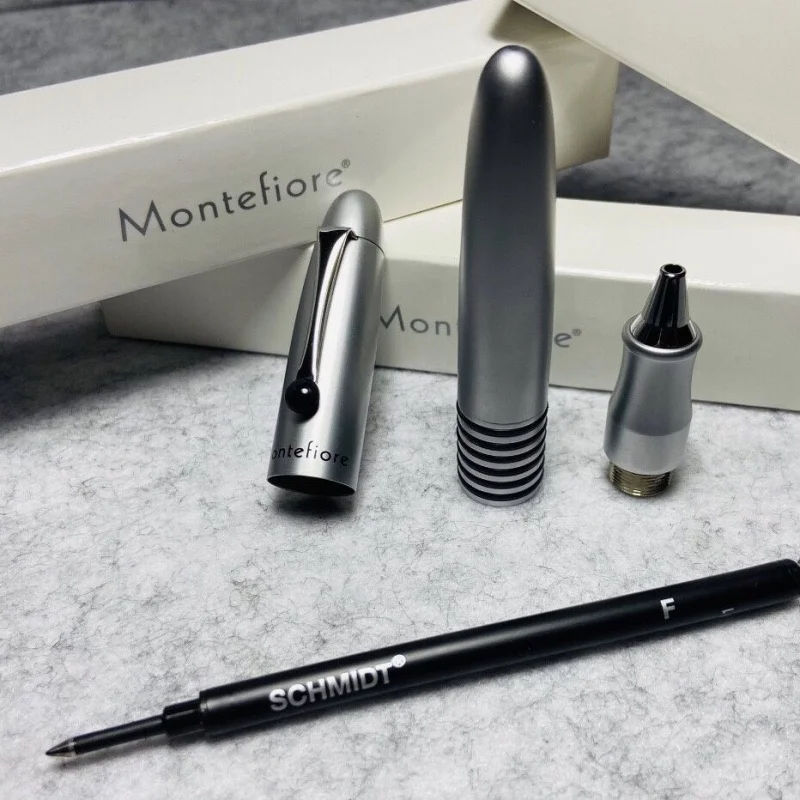 الراقية الشعور الثقيل النحاس معدن أسود فضي الرول الكرة القلم القرطاسية مكتب طالب سميكة برميل أقلام للرجال هدية