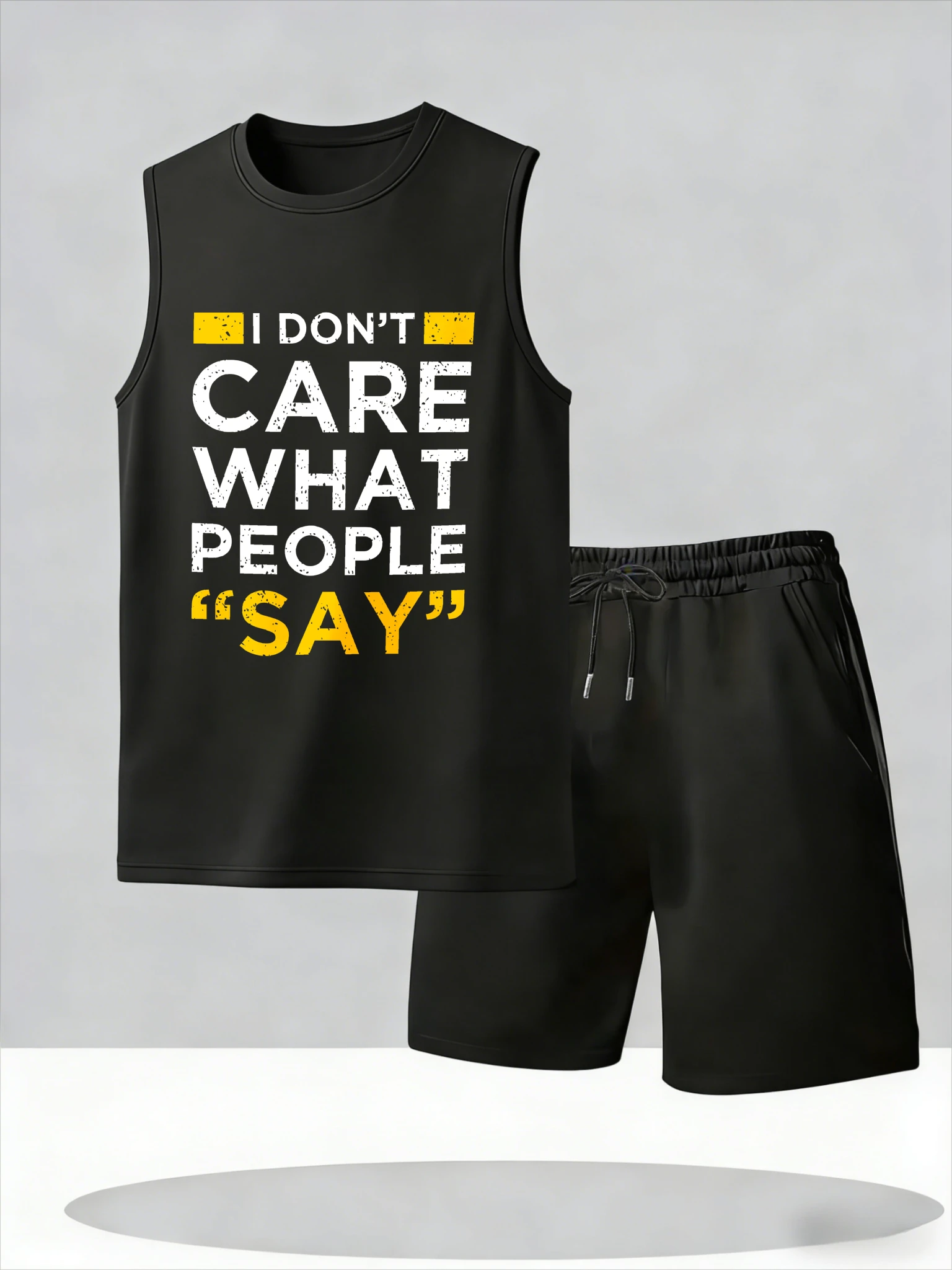 Men's Tank Top Sets 2026 Summer Thin Quick Dry oversize Breathable beach crewneck jogging set seaside sports clothing set