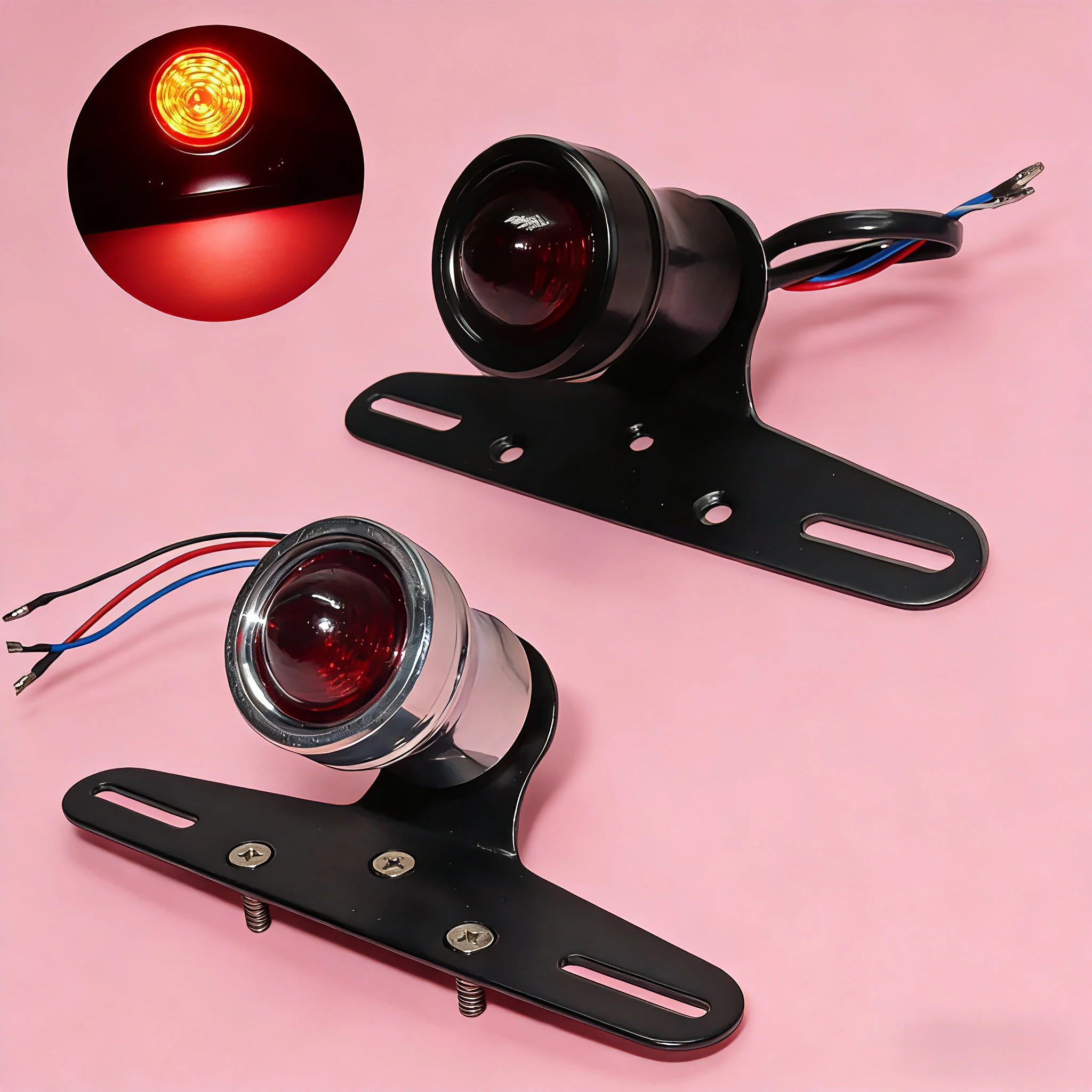 

Retro LED License Plate Frame Taillight for Harley Chopper Bobber Motorcycle Rear Tail Light Bracket.