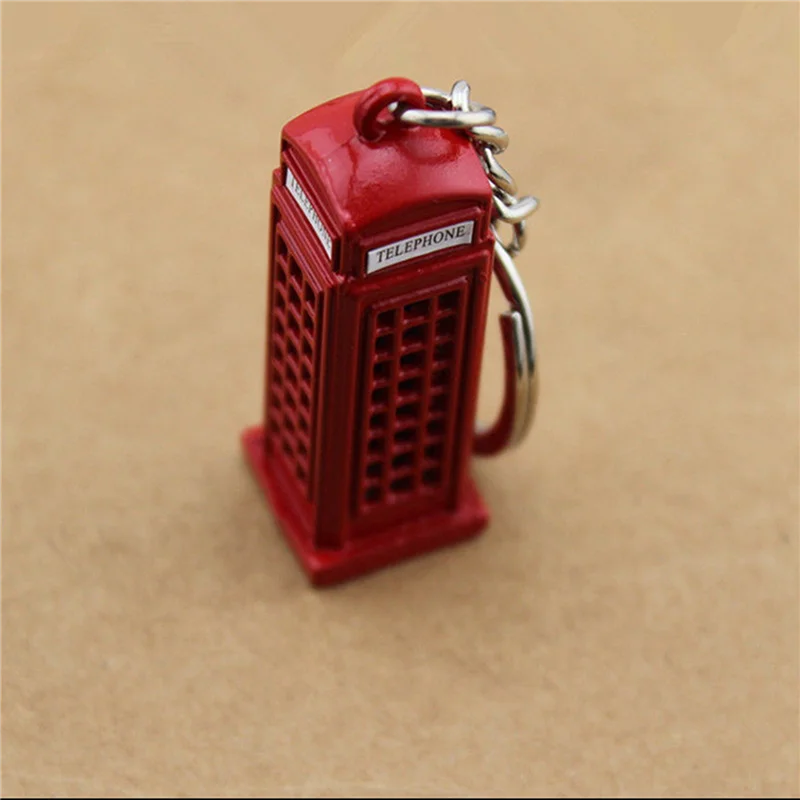SQPP-10X ヴィンテージ電話ブース英国ミニチュアロンドン車のキーリングキーホルダーダイキャストキーホルダーギフト女性女の子