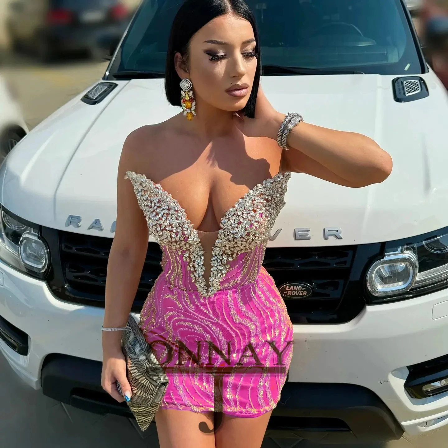Customized Sexy Mini Homecoming Dresses for Teens V Neck Crystals Saudi Arabric Prom Evening Gown Plus Drop Ship 2513 image 3