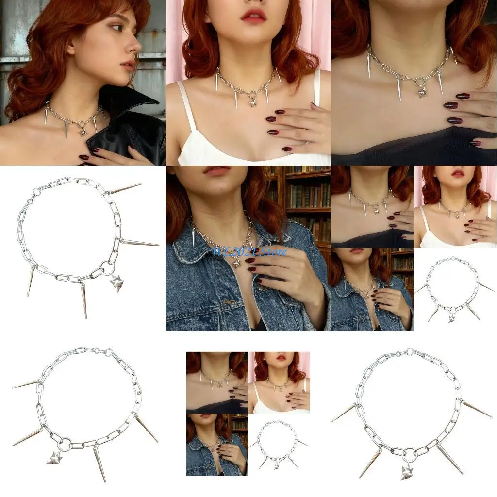 

G5GC Gothic Punk Alloy Collar Necklace Incorporating Ball Decoration Unique