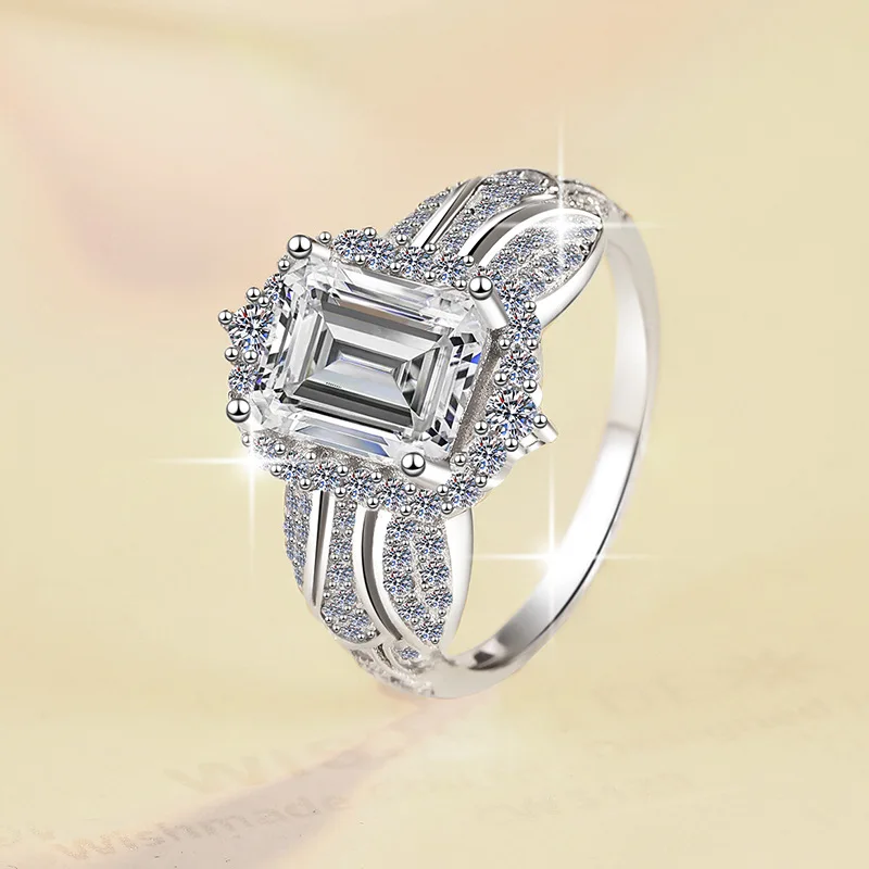 

Женское кольцо изумрудной огранки с муассанитом, 3 карата, платина PT950, высококачественная, 3 карата, элегантный крой, качество платины премиум-класса