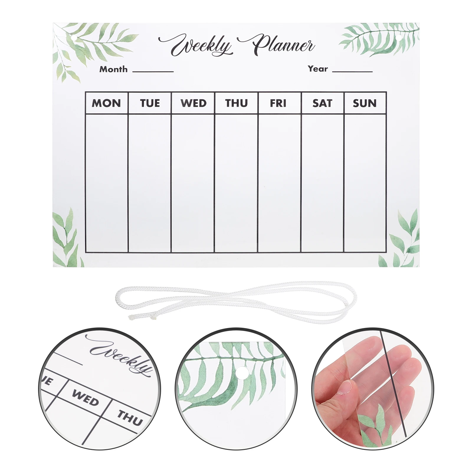 1 Set Transparent Acrylic Memo Board Lanyard Included Erasable Writing Message Note Planner For Office Home Desktop Lightweight
