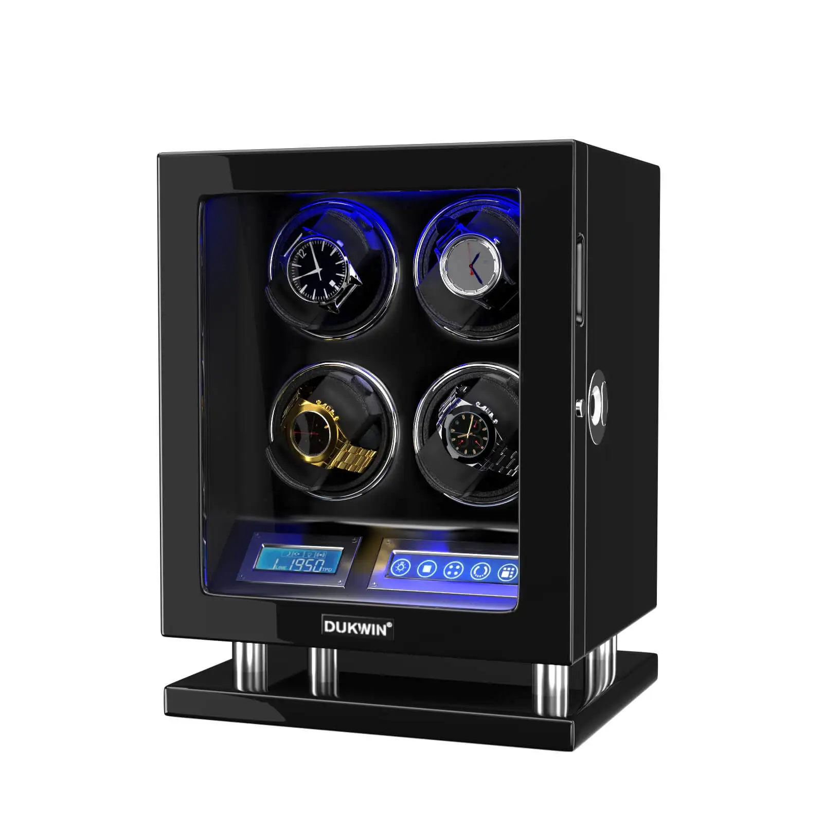 Fingerprint Unlock Automatic Watch Winder with 3/4/6/8/12 slot Touchscreen Remote Control Mabuchi Motor Watch Safe Box