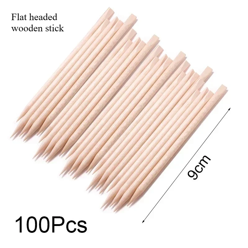 Nail Art Pusher Orange Holzstäbchen Duable-Head Pediküre Maniküre Sticks für Salon Strass Punktierung Entfernung Nail Art Pflege Werkzeug