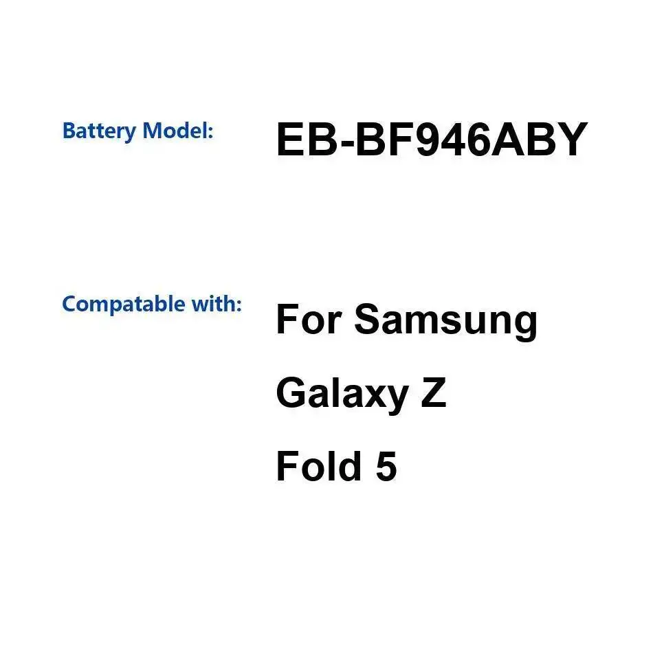 

Аккумулятор для мобильного телефона Samsung Galaxy Z Fold 5 EB-BF946ABY, 2020 мАч, высокая емкость