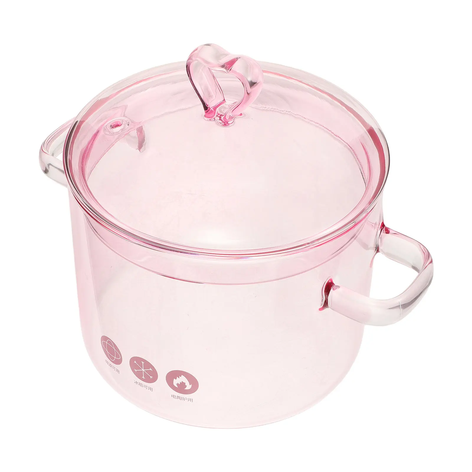 Glass Cooking Pot Heart-Shaped Lid 1700Ml Clear Simmer Soup Stew Pot Heat Resistant Dual Handles Saucepan Gas Electric Stove