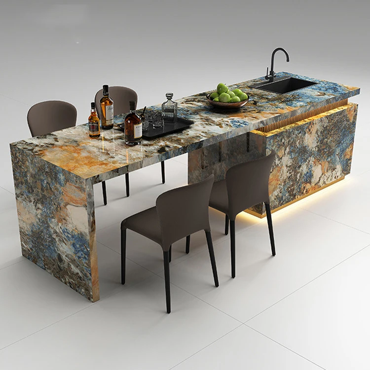New high-end luxury ceramic board kitchen island table living room home leisure bar study coffee table