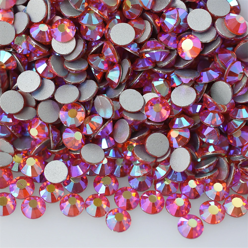 SS3-30 1440PCs Hyacinth AB Glass Nail Art Decorations Flatback Rhinestones Non HotFix Crystal Orange Red Crystals Diamond