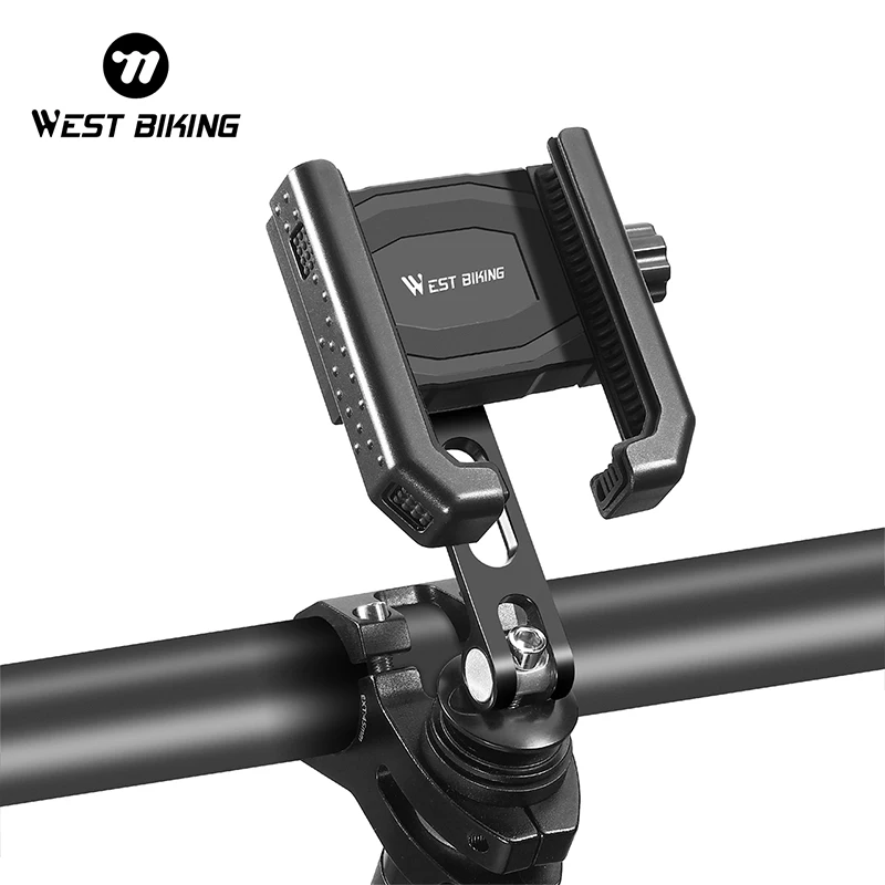 WEST BIKING Bicycle Phone Holder Aluminum Handlebar Bike Phone Mount Adjustable Non-Slip Mobile Phone Bike Bracket Accessories