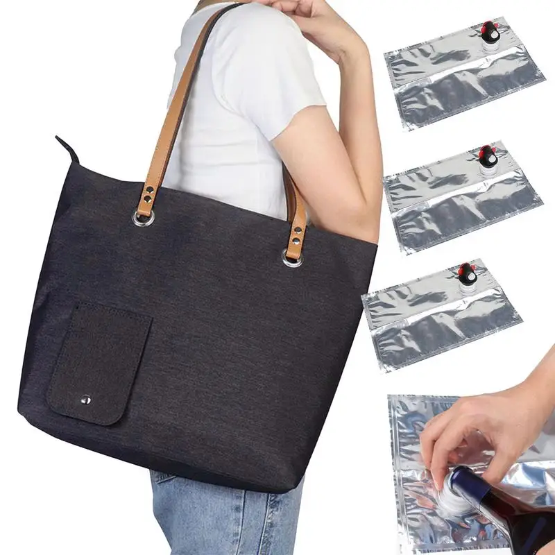 

Wine Carrier Canvas Bag With Hiddens Insulated Compartment Fashionable Casual Beach Tote Handbag For Outdoor Beaches
