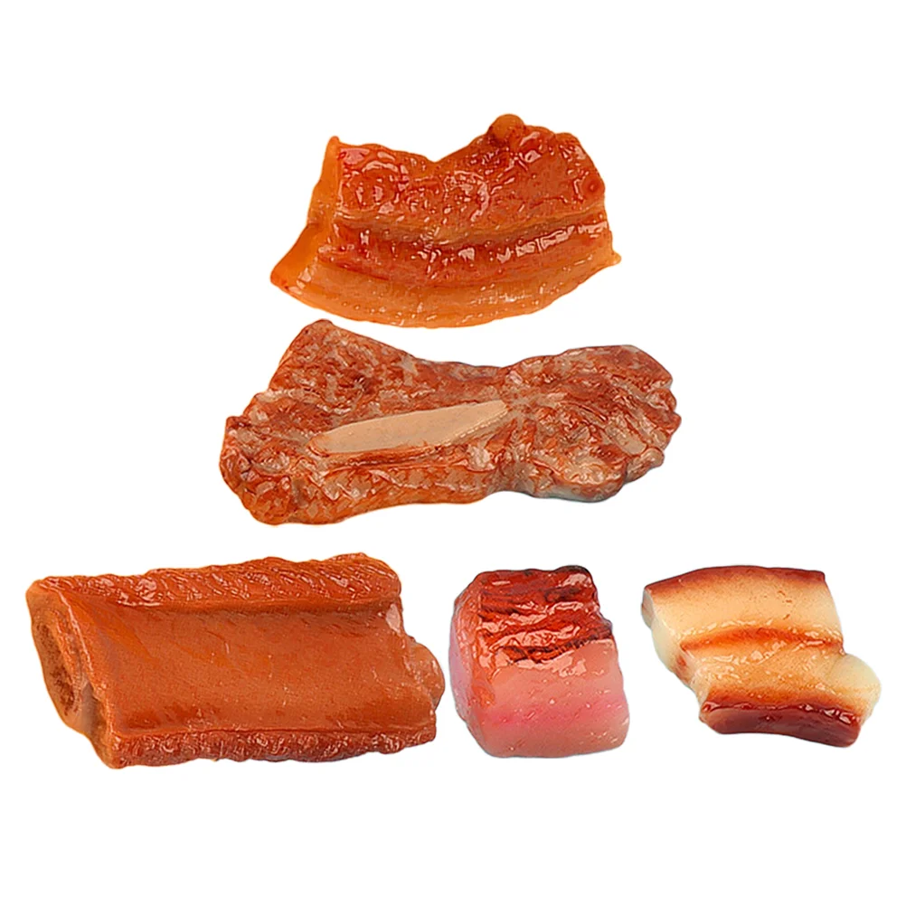 5 Pcs Ornaments Bed Plaything Simulation Ribs Model Prop The Decor Leaning Photo Resin Toy