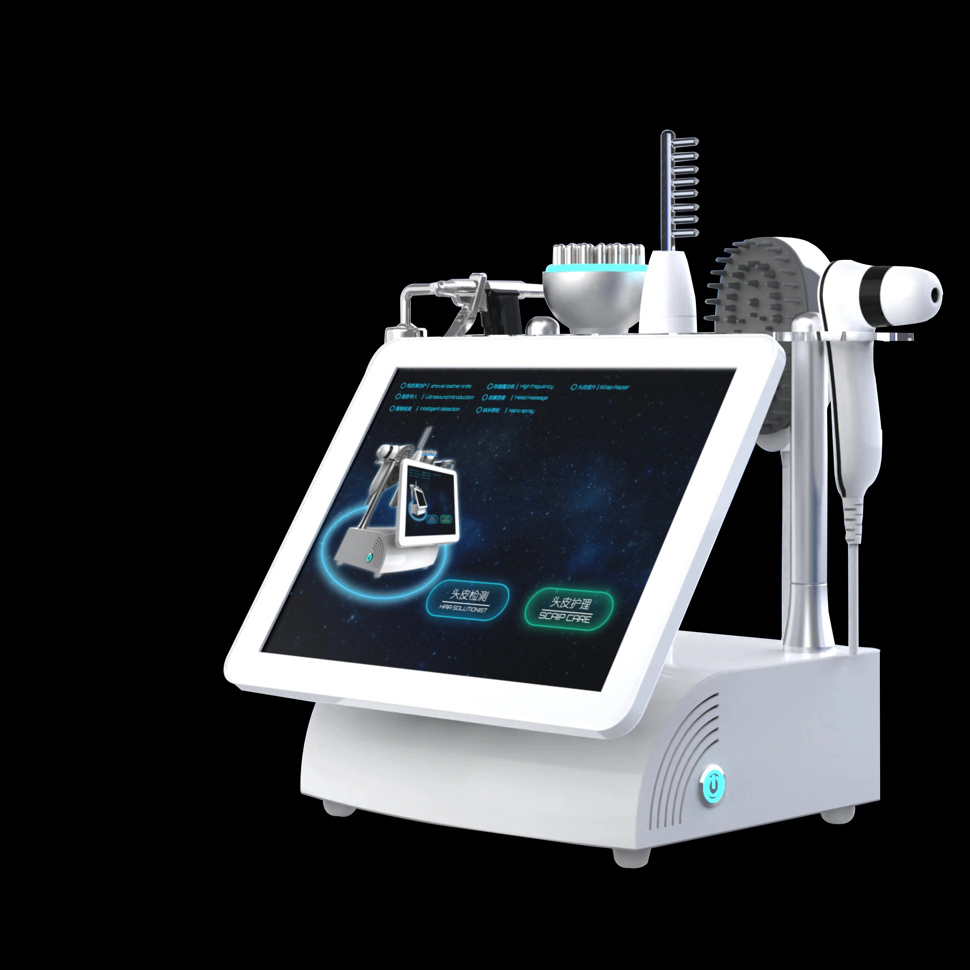 

2025 New Arrivals Multifunctional 15 inch 5 In 1 High Frequency Hair Scalp Massage Device For Hair Spa