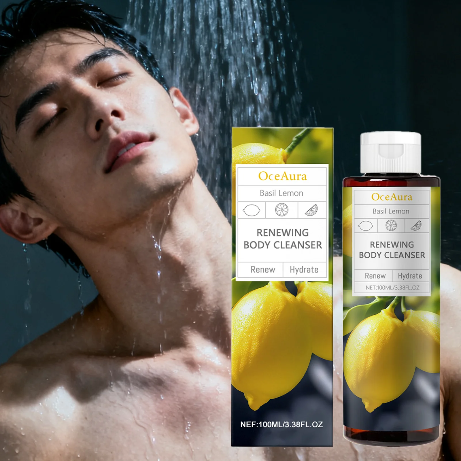 

Basil Lemon Shower Gel 100ml Moisturizing And Refreshing Body Cleanser with Long-Lasting Fragrance Gentle Hydrating Formula
