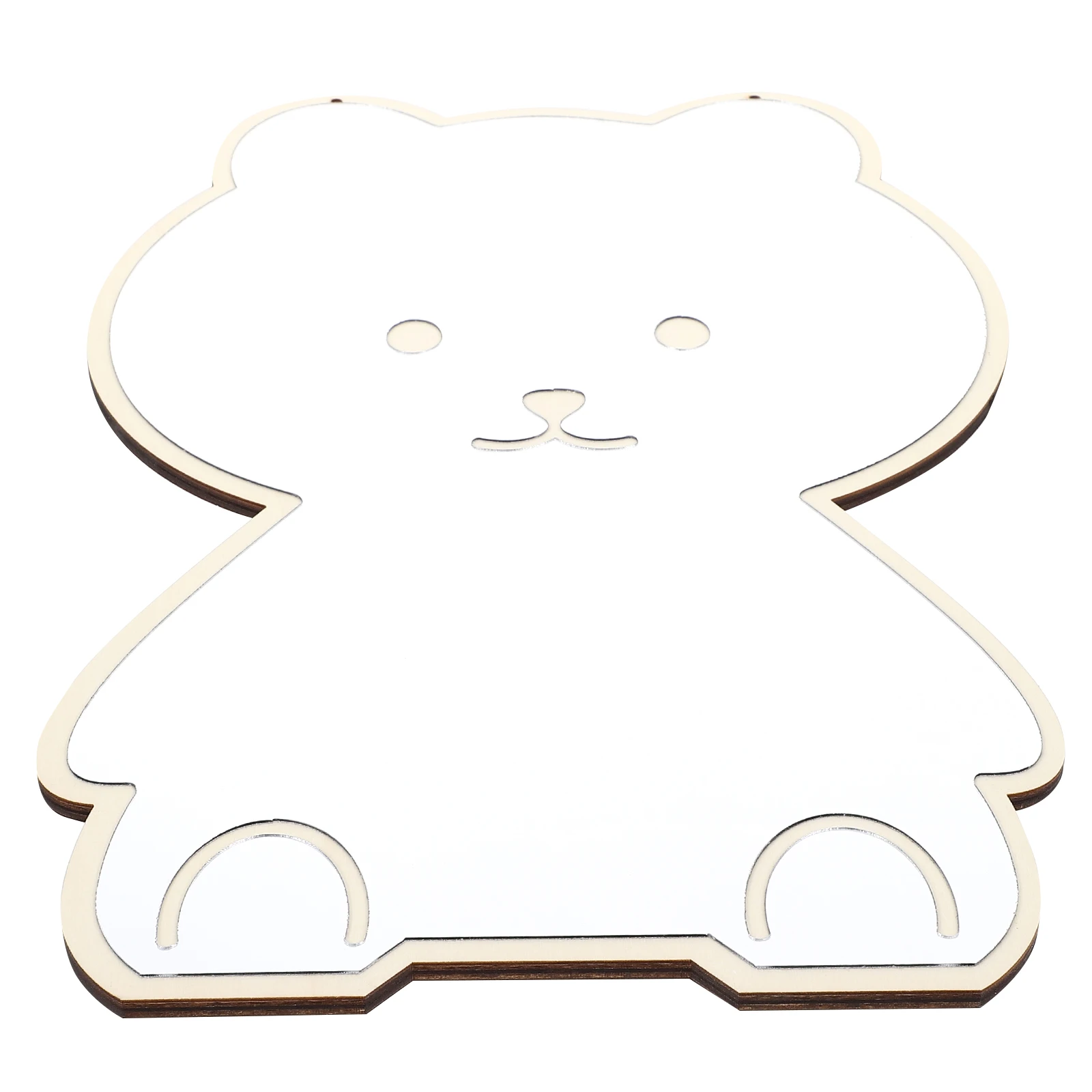 

Bear Shaped Acrylic Wall Wood Framed Chic Makeup Mirror Durable Scent Free Nordic Style Hanging Mirror Pendant For Bedroom