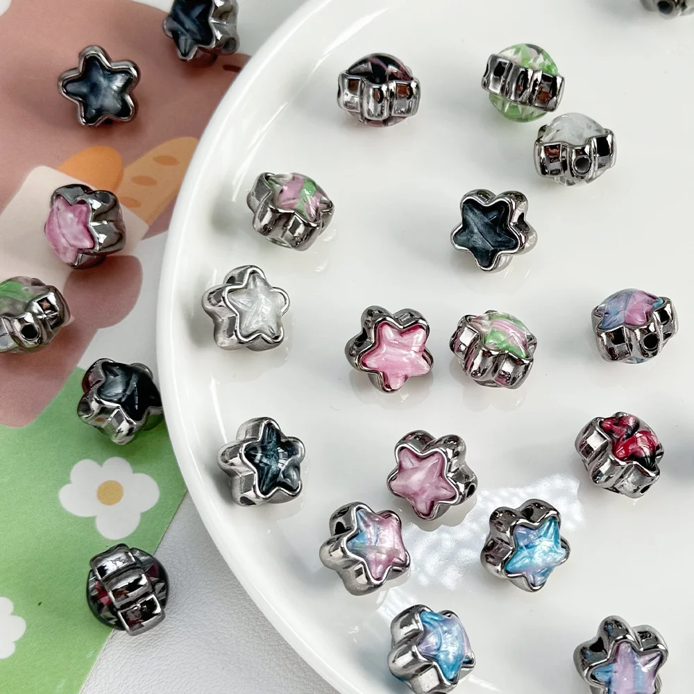 

Clearance 100Pcs 14*14MM DIY Beads/Jewelry Findings & Components/CCB Effect/Star Shape/Hand Made/Acrylic Beads #17845