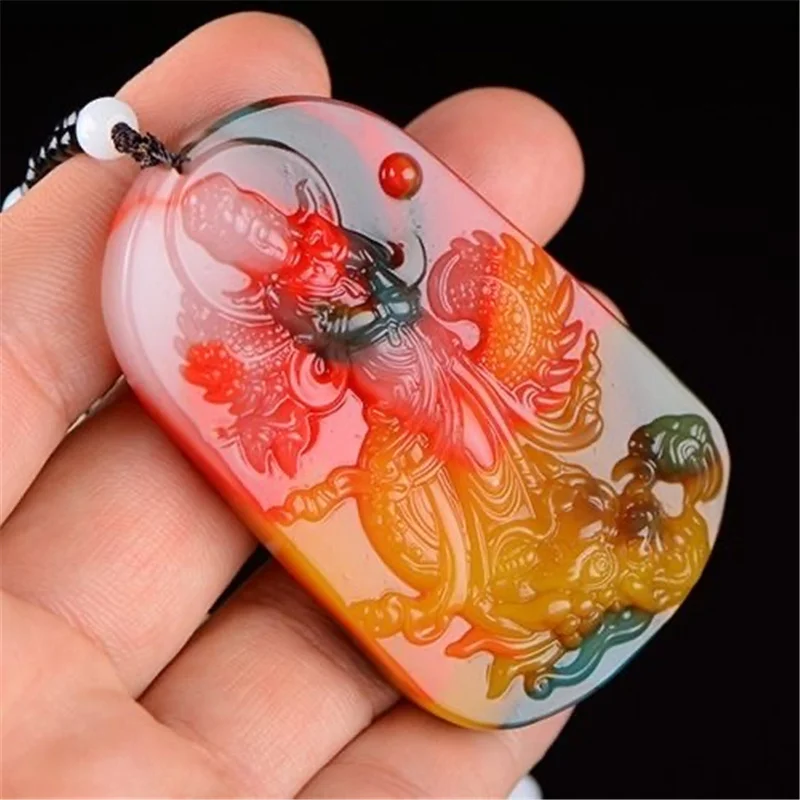 Natural Jade Green Hand-carved Dragon Guanyin Pendant Fashion Boutique Jewelry Men and Women Necklace Popular Gift Accessories