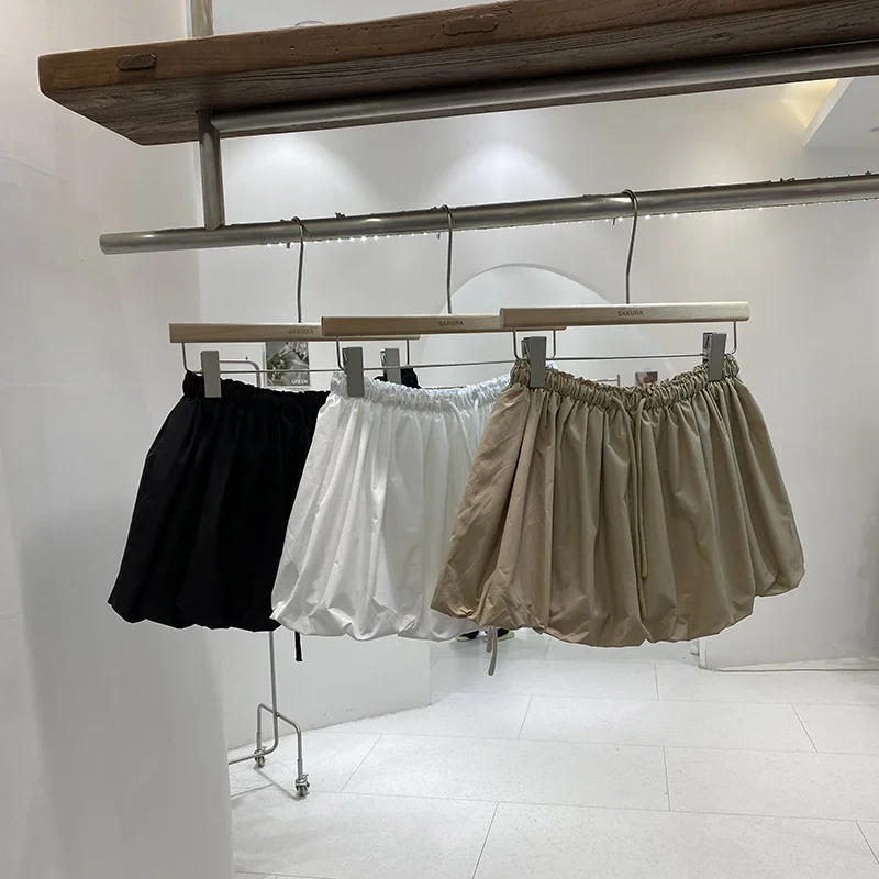 Summer 2024 High Waist Fluffy Half Skirt Women's Sweet Flower Bud White Slimming Pumpkin Puffy Skirt Commute A-Line Skirt