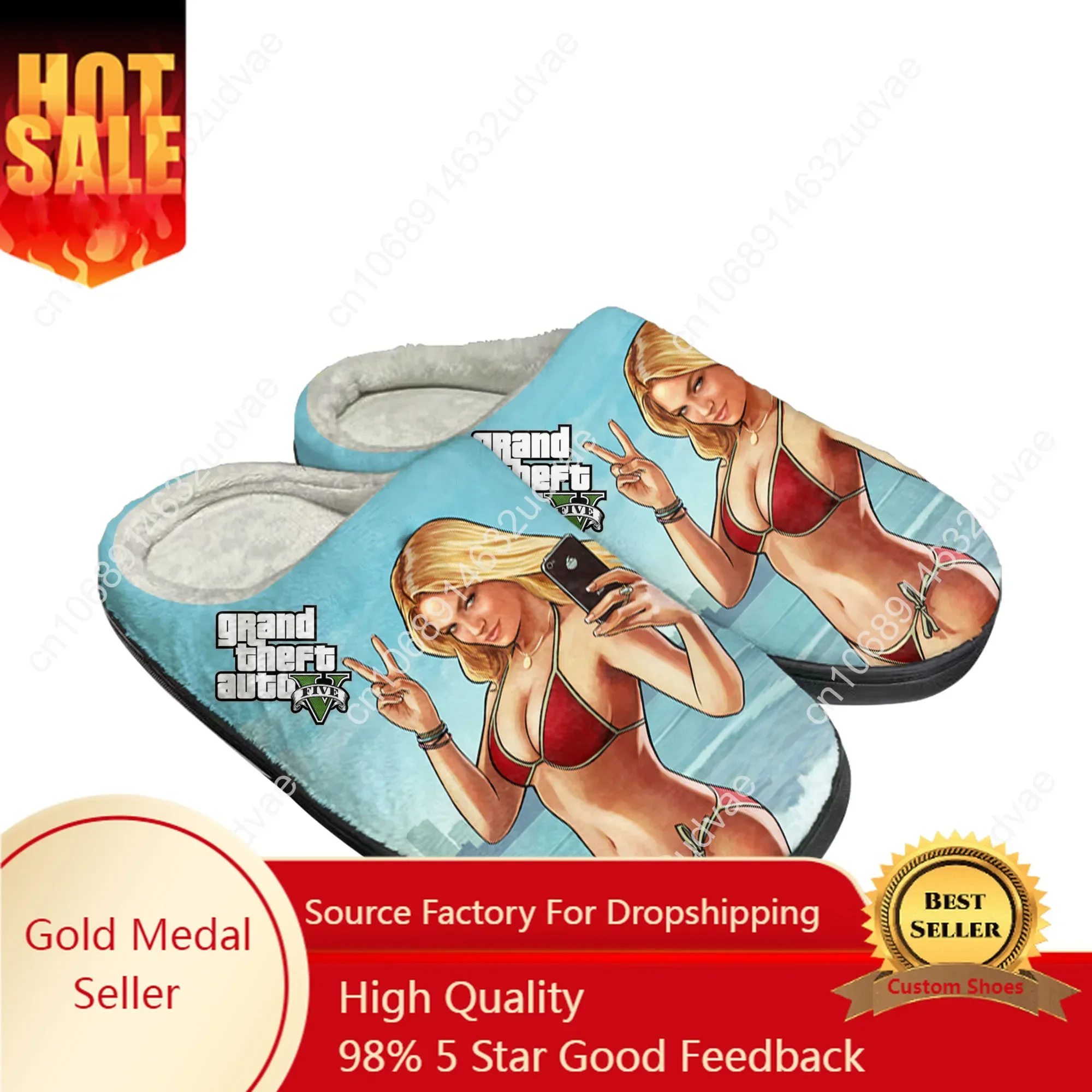 

Anime Cartoon Grand Theft Auto GTA V 5 Home Cotton Custom Slippers Mens Womens Sandals Plush Casual Warm Shoes Thermal Slipper