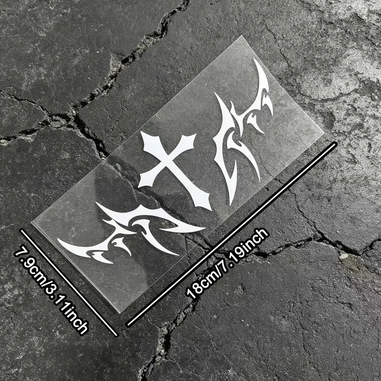 Gothic Tribal Cross Vinyl Sticker, Self‑Adhesive Decal for Motorcycle Fairing Side Panel Fuel Tank Helmet Car Front Window Decor