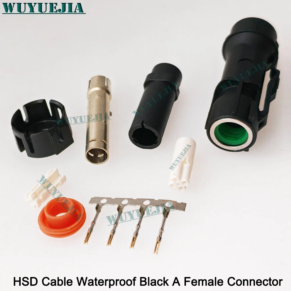 1Piece NEW Waterproof Black Code A Female Jack HSD LVDS 4 Pin Connector Assembly for Dacar 535 4-Core HSD LVDS Coaxial Cable