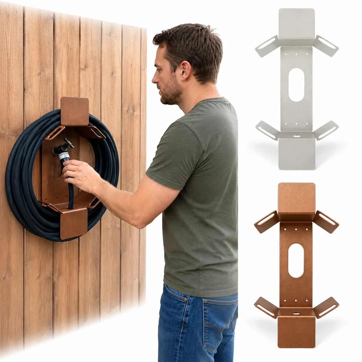 Detachable Garden Hose Holder Wall Mounted Hose Rack Heavy Duty Watering Hose Hanger Storage Organizer for Yard Patio Garage Fen