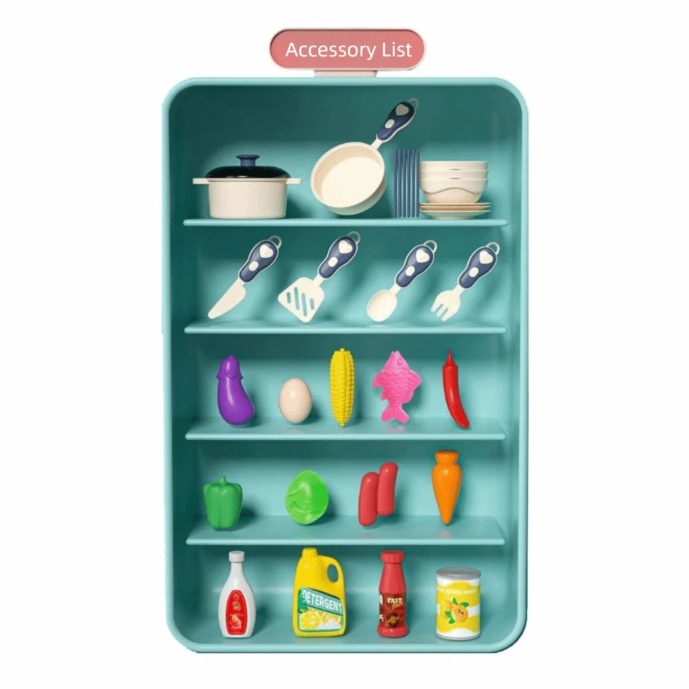 Play House Plastic Children's Kitchen Set Music Faucet Sink Mini Pretend Play Toy DIY Function Play Food Toy Pretend Game