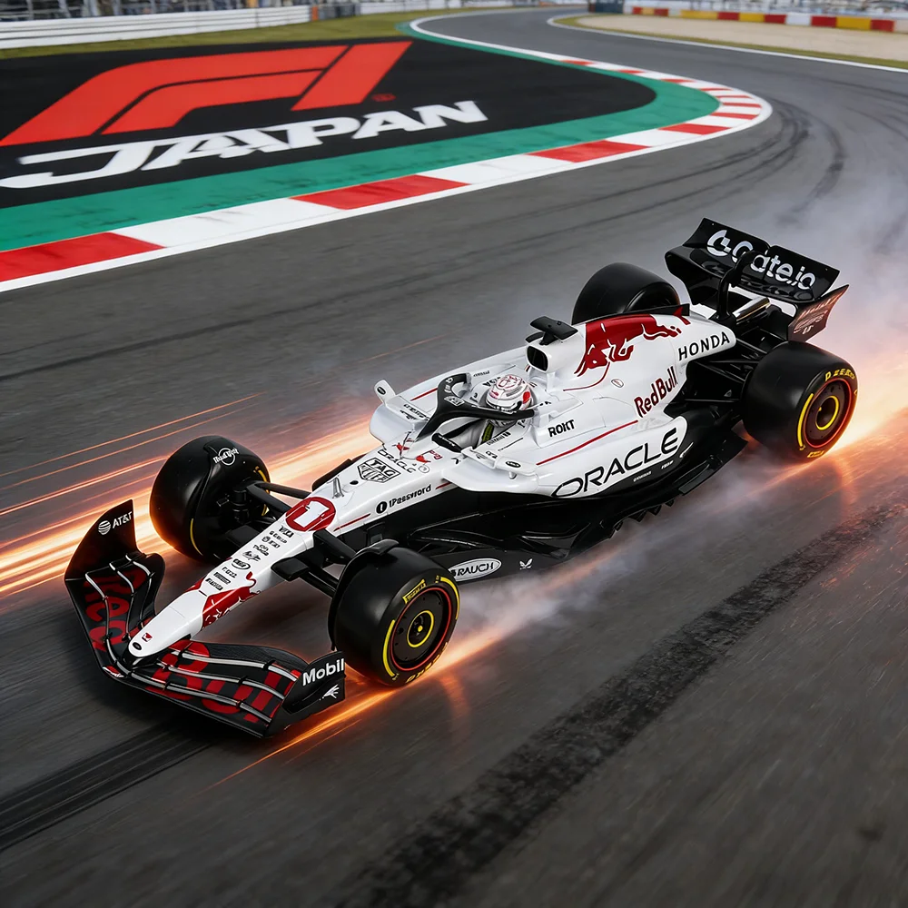 

Bburago 1:18 Red Bull Racing 2025 F1 RB21 1 # Модель автомобиля Ферстаппена с белым покрытием для Гран-при Японии, литая под давлением, игрушечная машинка