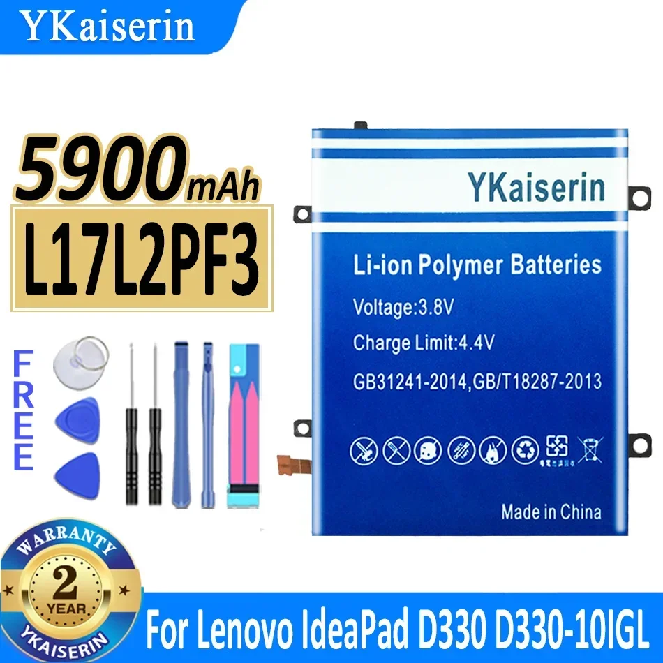 

Аккумулятор YKaiserin 5900 мАч L17L2PF3 L17M2PF3 L17S2PF3 L17D2PF2 L17C2PF1 для Lenovo IdeaPad D330 D330-10IGL D330-10IGM Batterie