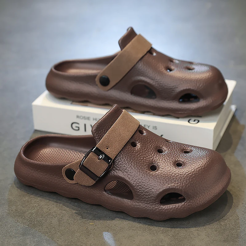 Summer Men Slippers Luxury Adjustable Slides Outdoor Street Clogs Quick Dry Beach Sandals Comfortable Indoor Home Shoes Loafers