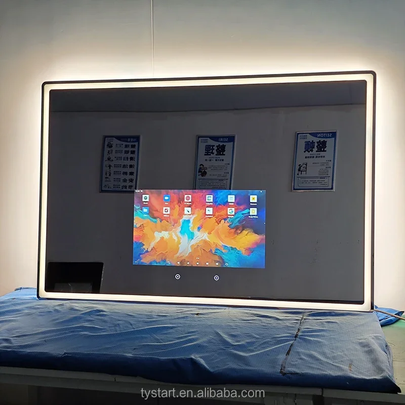 

Новинка 2025 года: Смарт-зеркало с сенсорным экраном для ванной комнаты, спальни, спортзала, отеля. LED-подсветка, Full HD, Android, настенное крепление.