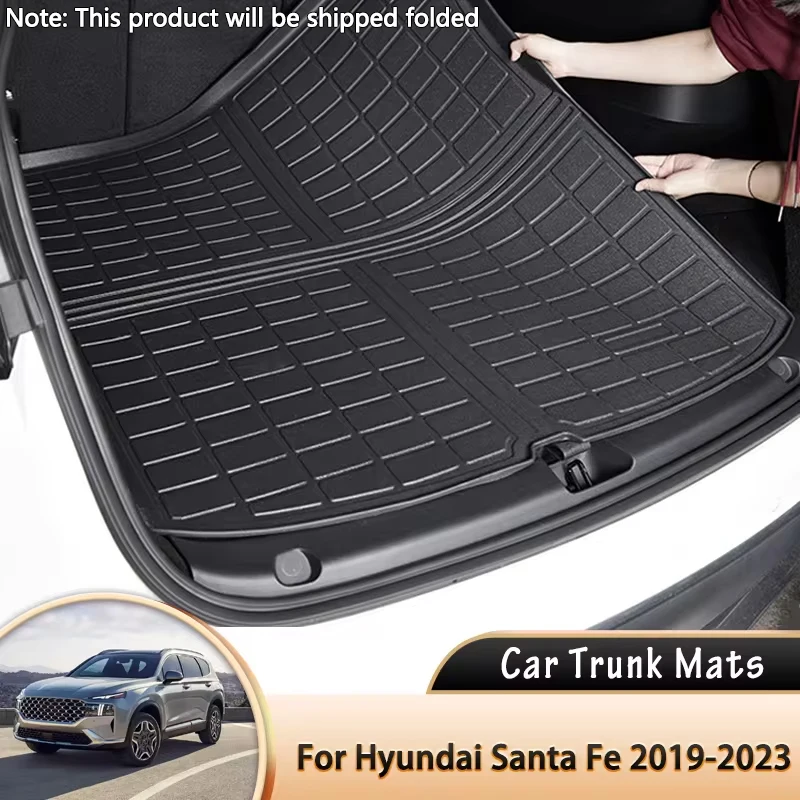 

for Hyundai Santa Fe TM 2019~2023 2022 2021 Car Trunk Mat Boot Cargo Liner Tray Rear Trunk Luggage Floor Carpet Pads Accessories