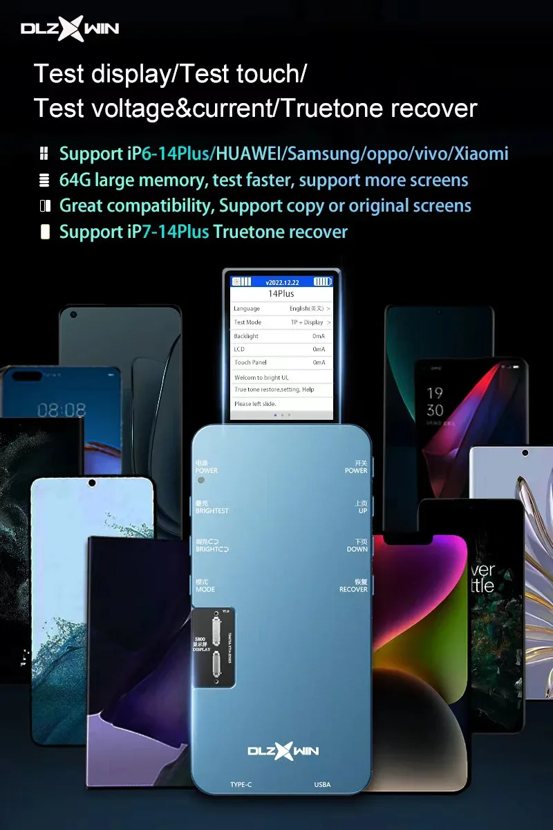 LCD Screen Tester Machine for iPhone, Samsung, Huawei, Oppo, Vivo, Xiaomi, LCD Test Box, DLZXWIN, DL S800, New
